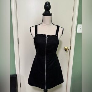 Faux suede overalls dress